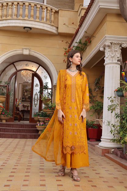 3PC EMBROIDERED LAWN-ZN331
