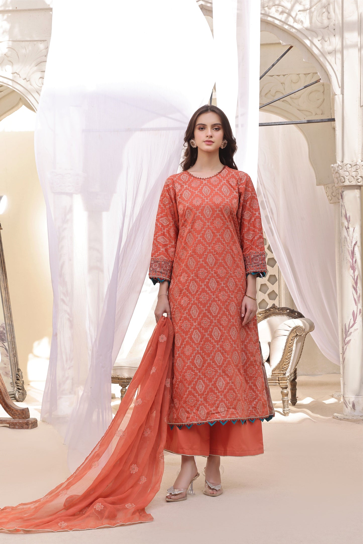 3PC EMBROIDERED LAWN-ZN338