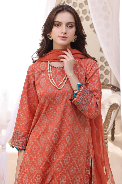3PC EMBROIDERED LAWN-ZN338