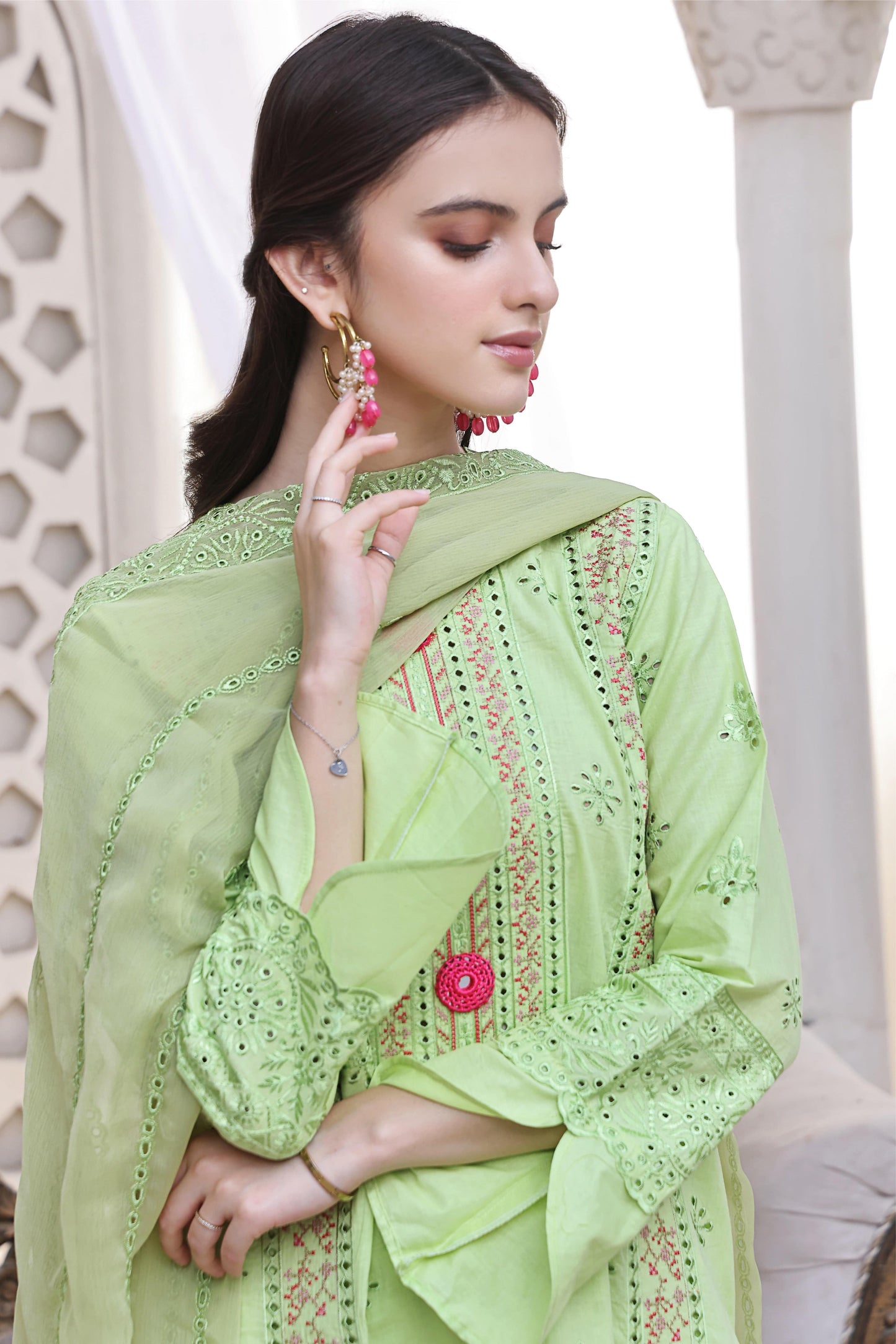 3PC EMBROIDERED LAWN-ZN345