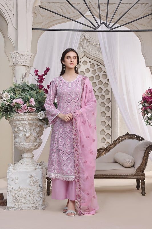 3PC EMBROIDERED LAWN-ZN346