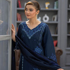 WINTER MARINA EMBROIDED RESHAM WOOL SHAWL