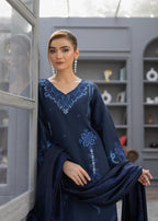 WINTER MARINA EMBROIDED RESHAM WOOL SHAWL