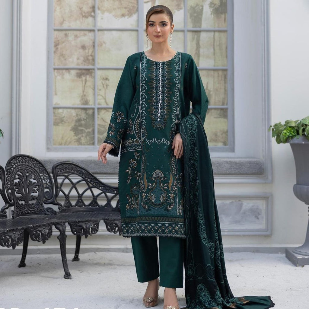 WINTER MARINA EMBROIDED RESHAM WOOL SHAWL