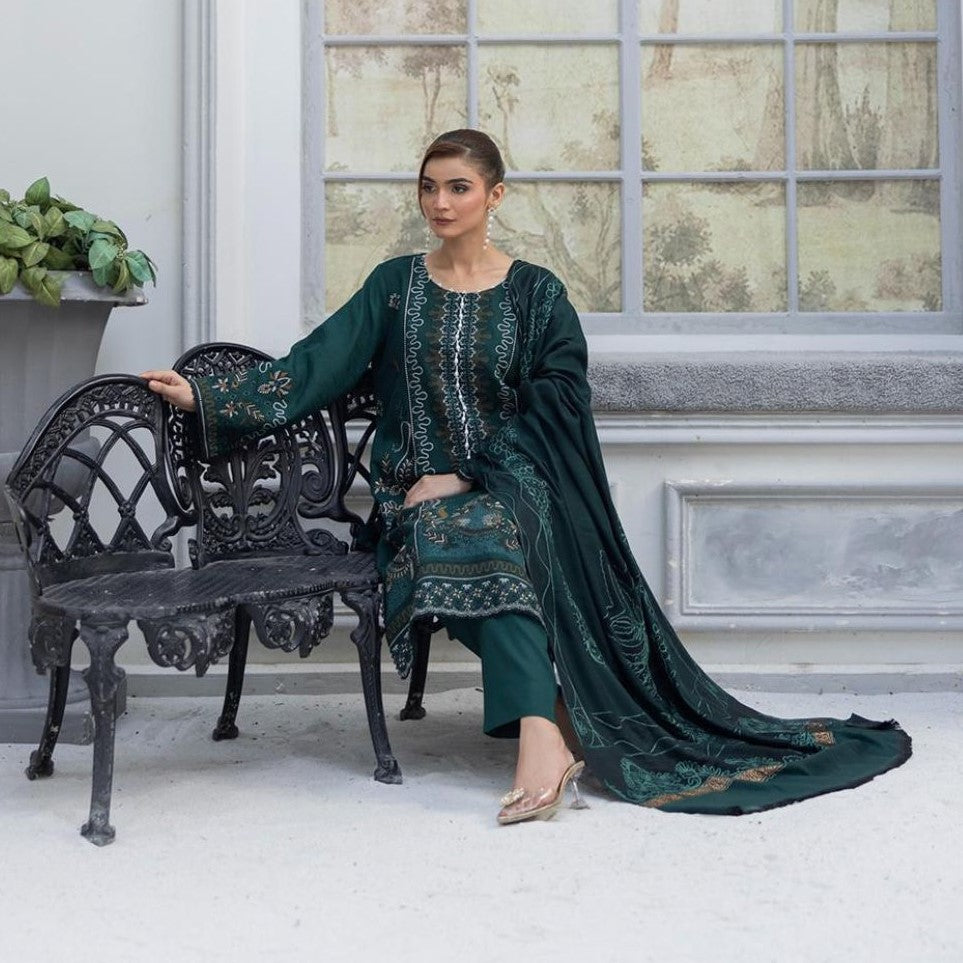 WINTER MARINA EMBROIDED RESHAM WOOL SHAWL