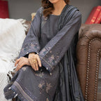 WINTER MARINA EMBROIDED RESHAM WOOL SHAWL