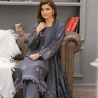 WINTER MARINA EMBROIDED RESHAM WOOL SHAWL