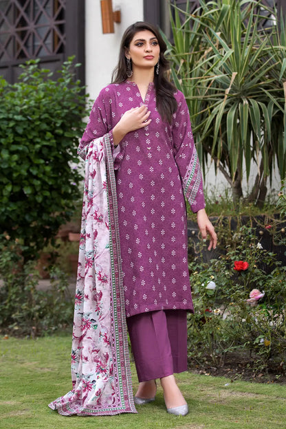 3PC UNSTITCHED KHADDAR SUIT- ZN2895