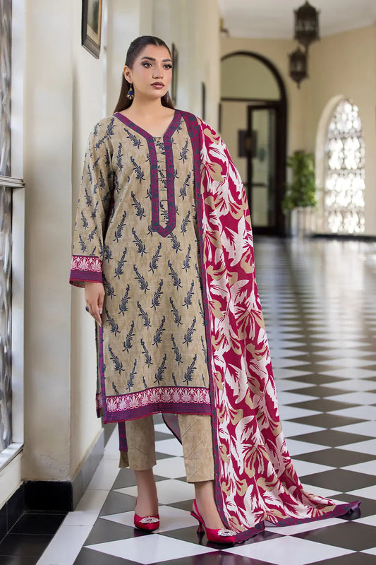 3PC UNSTITCHED KHADDAR SUIT- ZN2903