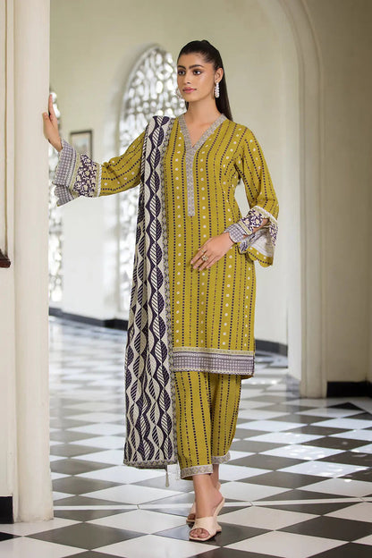 3PC UNSTITCHED KHADDAR SUIT- ZN2905