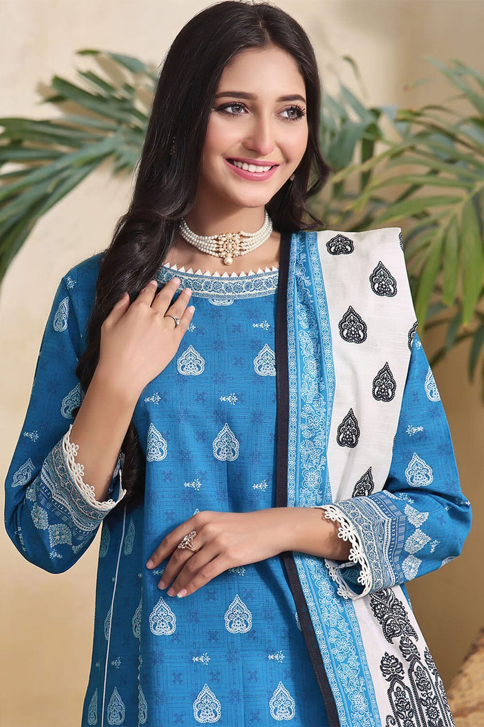 3PC UNSTITCHED KHADDAR SUIT- ZN2267