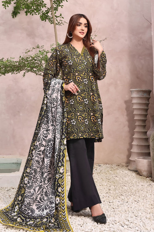 3PC UNSTITCHED KHADDAR SUIT- ZN2366