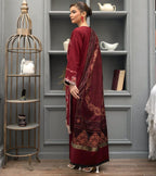 WINTER MARINA EMBROIDED RESHAM WOOL SHAWL