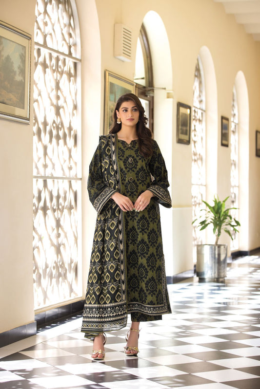 3PC UNSTITCHED KHADDAR SUIT- ZN2901