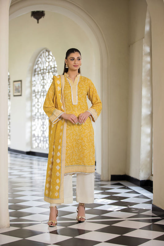 3PC UNSTITCHED KHADDAR SUIT- ZN2887