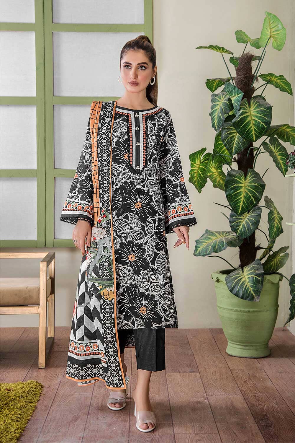 3PC UNSTITCHED KHADDAR SUIT- ZN2225