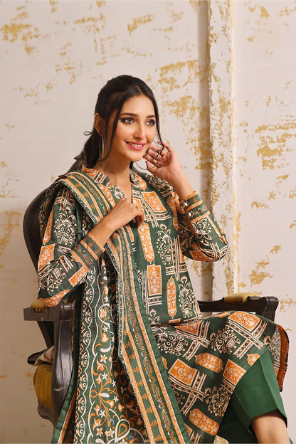 3PC UNSTITCHED KHADDAR SUIT- ZN2357